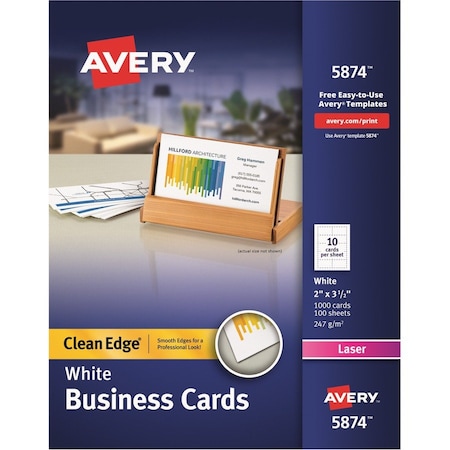Avery Card, Businss, Lasr, We, 1000Ct 1000PK AVE5874